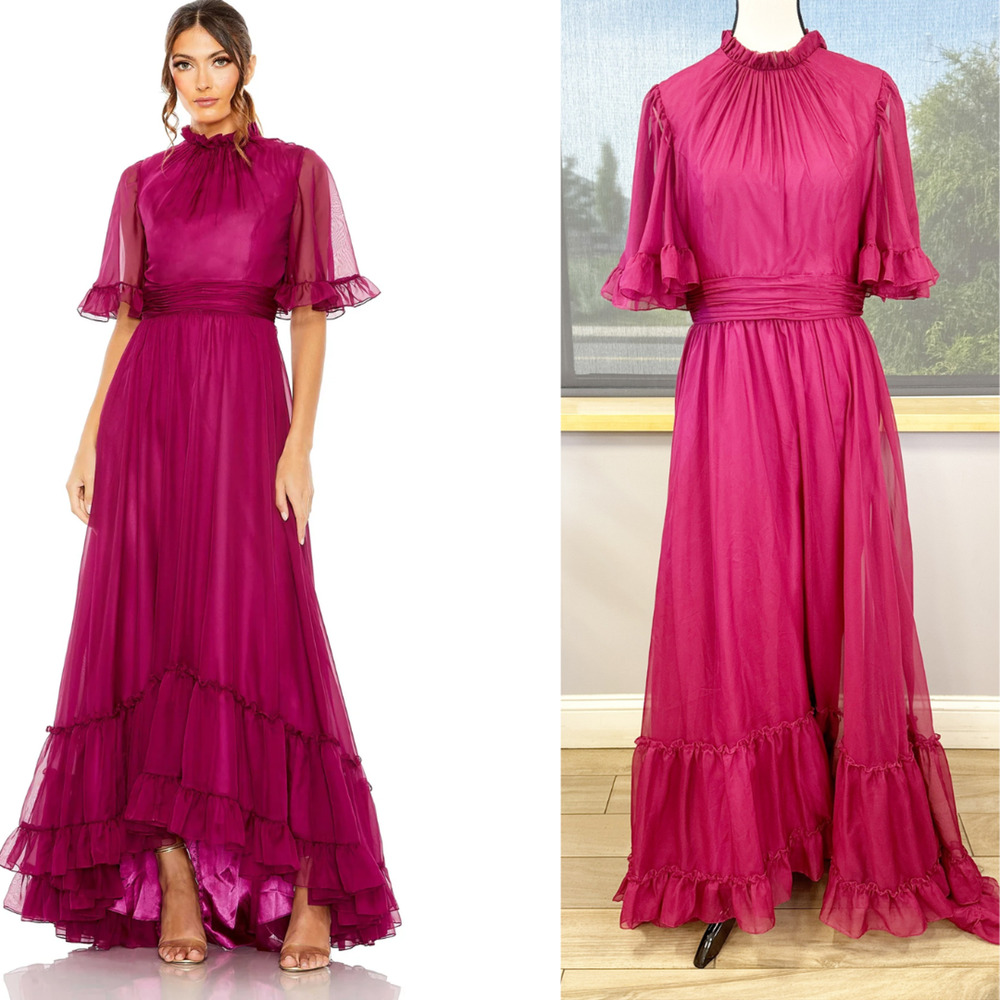 Mac Duggal Pink and Purple Maxi Dress